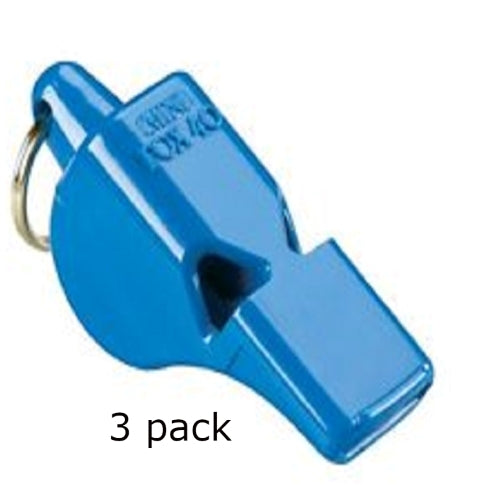 Pea-less &#39;mini&#39; blue safety whistles. For search and rescue emergencies. Penetrating high 109db. Use wet or dry.