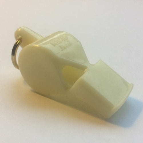 Pea-less 'pearl' glow-in-the-dark color safety whistle. For emergency use - search and rescue.