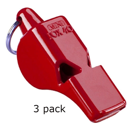Pea-less &#39;mini&#39; red safety whistles. For search and rescue emergencies. Penetrating high 109db. Use wet or dry.